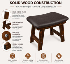 Solid Sheesham Wood Ergonomic Foot Rest Stool with Soft Cushion | Wooden Foot Stool for Office Desk, Home, Read