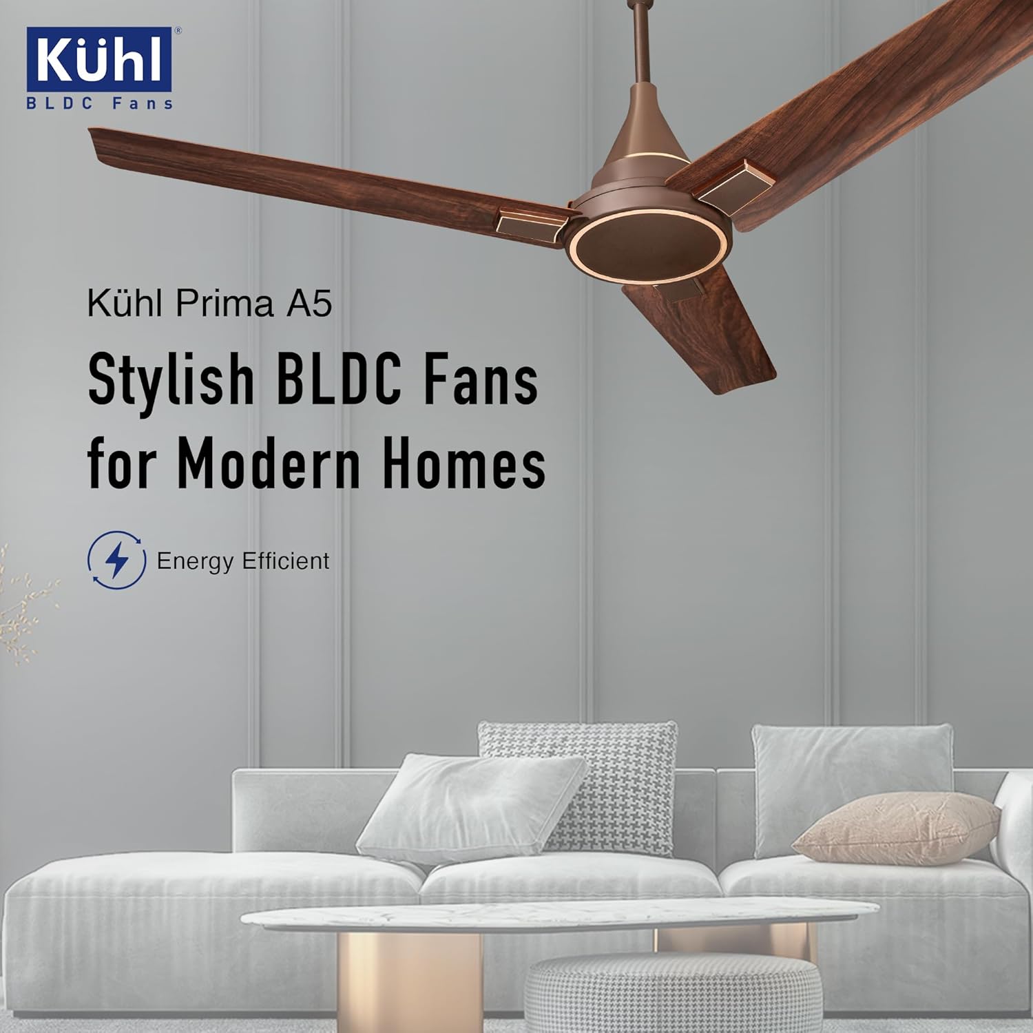 KUHL Prima A5 1200Mm Bldc Ceiling Fan With Remote | Inr 300 Off On Exchange | 5 Star Rated | High Airflow | Saves Up To 65% Electricity | 5-Year Warranty | Teak