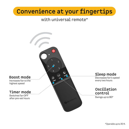 atomberg Izar Hi-Speed 400mm Pedestal Fan |Ideal for Home & Office |105W| High speed -2200 RPM | 6 Speeds | Remote with Oscillation, Timer, Sleep | 2 years Warranty (Snow White)