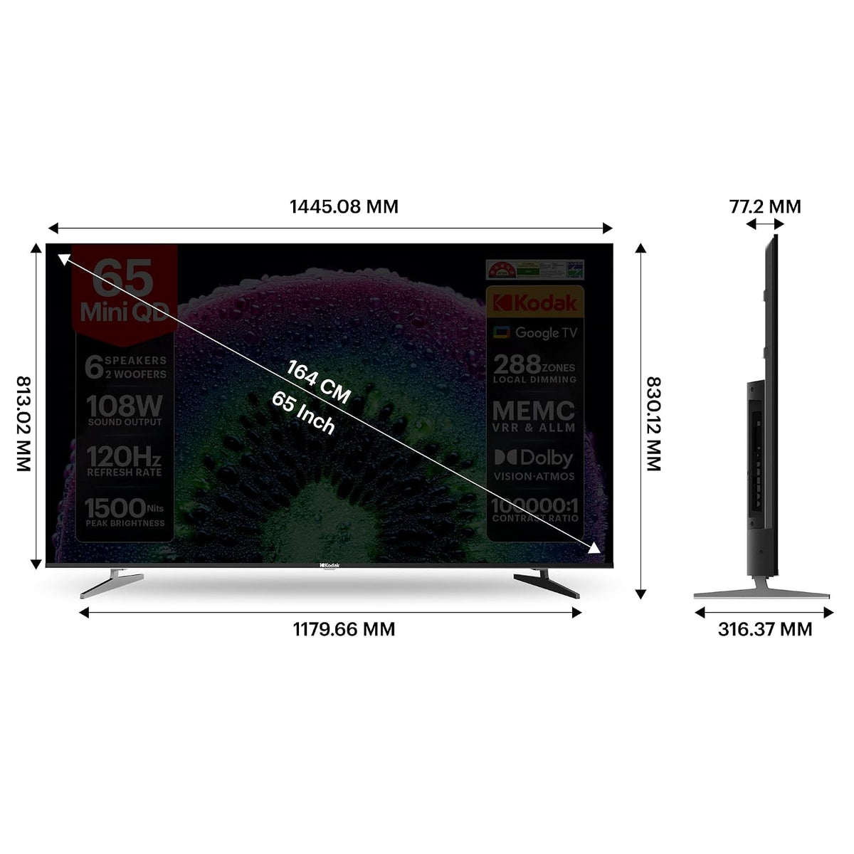 Kodak 164 cm (65 inches) IconiK Series 4K UHD Mini LED TV K65Mini5020-6