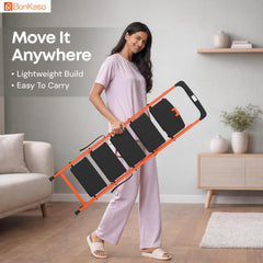 BonKaso Climb Easy 5 Step Heavy Duty Steel Folding Climbing Ladder for Home, Home & Office – with Safety Lock, Anti-Slip Wide Steps, Support Handle & Tool Tray (Orange & Black)