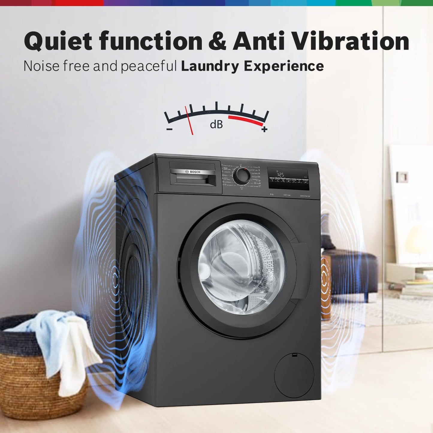 Bosch 8 kg 5 Star Fully-Automatic Front Loading Washing Machine (WAJ2826CIN, Black Grey, AI active water plus, In-Built Heater)