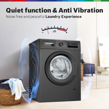 Bosch 8 kg 5 Star Fully-Automatic Front Loading Washing Machine (WAJ2826CIN, Black Grey, AI active water plus, In-Built Heater)