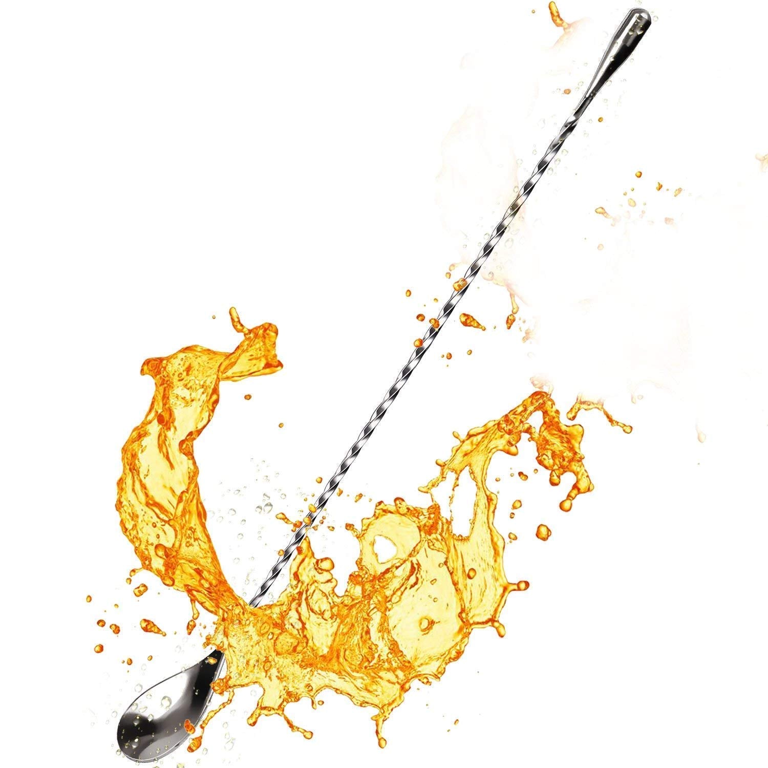 Dynore Stainless Steel Teardrop Bar Spoon with Tall Peg Measure 30/60 ml for Bar, Home- Set of 2 Pcs