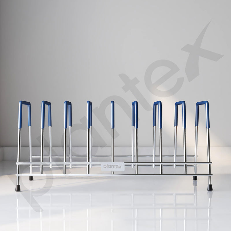 Plantex Stainless Steel Plate Stand for Kitchen Cabinet/10 Slot Plate Rack for Kitchen/6-Inch Rubber-Gripped Dish Stand(Size-6Inches, Slot- 8, Pack of 1)-6