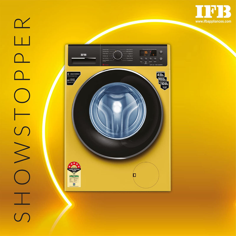 IFB 7 Kg 5 Star Front Load Washing Machine 2X Power Steam (ELITE ZLS 7012, Yellow, In-built Heater, 4 years Comprehensiv