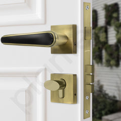 Plantex Main Door Lock/Mortise Lock for Doors - Robust Door Handle for Home with Brass Locks Body & Cylinder (PT-014, Brass Antique & Black)-4