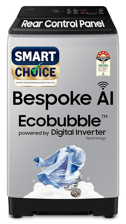 Samsung Smart Choice 10 Kg, 5 Star, AI Wash, Ecobubble, AI Energy Mode, AI VRT+, Soft Closing Door, Wi-Fi, Digital Inverter, Fully-Automatic Top Load Washing Machine (WA80F10E2LTL, Lavender Gray)