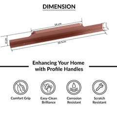 Plantex Profile Handle for Kitchen Cabinet/12 Inch Aluminium Drawer Profile Handle/Wardrobe Pull Handle for Home/Office/Hotel - Pack of 2 (Rose Gold) (Model APS-PF-1004)-3