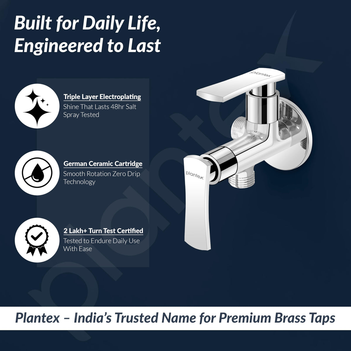 Plantex Pure Brass 2 way angle valve/Angle Cock for Bathroom with Wall Flange and Teflon Tap - Pack of 1 (Chrome, 3520)-3