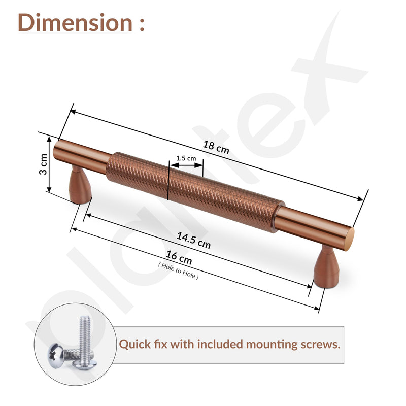 Plantex Cabinet Handle/Kitchen Cabinet Door Handle/Wardrobe/160 mm Cupboard Handle/Door Pull-Push Handle for Home/Office - Pack of 2 (Rose Gold) (Model APS-DTC-3910)-3