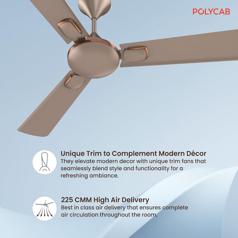 Polycab Aerobliss 1200 mm 1 Star Ceiling Fan (Cocoa Bronze)-5