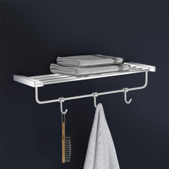 Plantex Smero Pure Brass 24 inch Towel Rack for Bathroom/Towel Stand/Hanger/Towel Holder/Towel Bar/Bathroom Accessories - Arrete (Chrome)-1