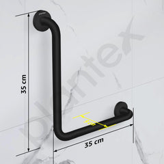 Plantex L-Shape Grab Bar for Toilet/Support Handle for Senior Citizen/Anti-Slip Shower Handrail - Stainless Steel, Pack of 1 (Black)-5