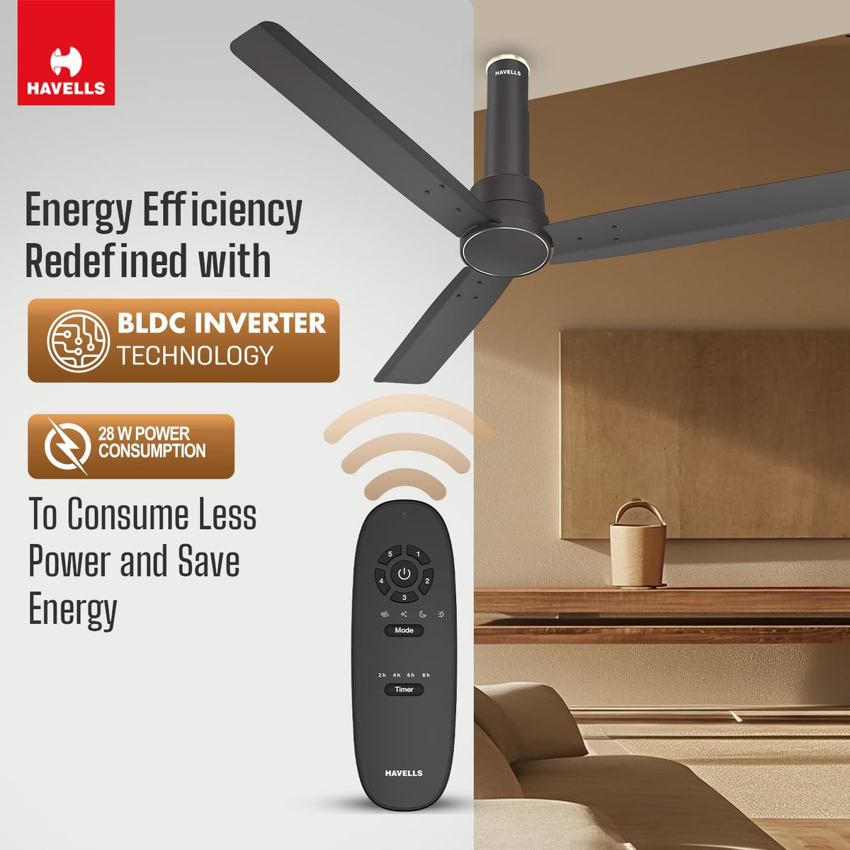 Havells Elio BLDC 1200 mm Ceiling Fan with Remote | 5 Star-6