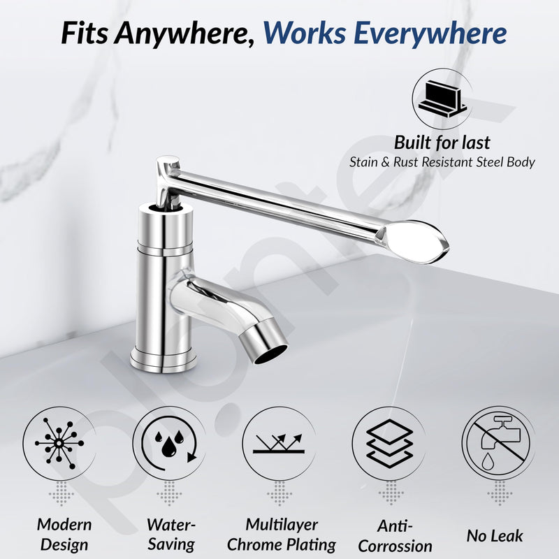 Plantex Lab Pillar Cock for Bathroom/Pillar Cock for Wash Basin with Teflon Tap - Pack of 1 (AC05, Chrome)-5