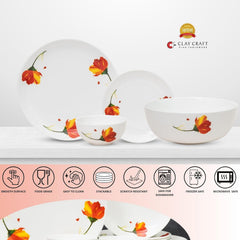 Clay Craft Fine Ceramic Eco3 Dinner Set (Set of 14), for Family of 4, Dinner Set Ceramic, Crockery Set, Dining Set for Dinner, Crockery Set for Gift, Kitchen Set for Home, Daily Use Crockery Set