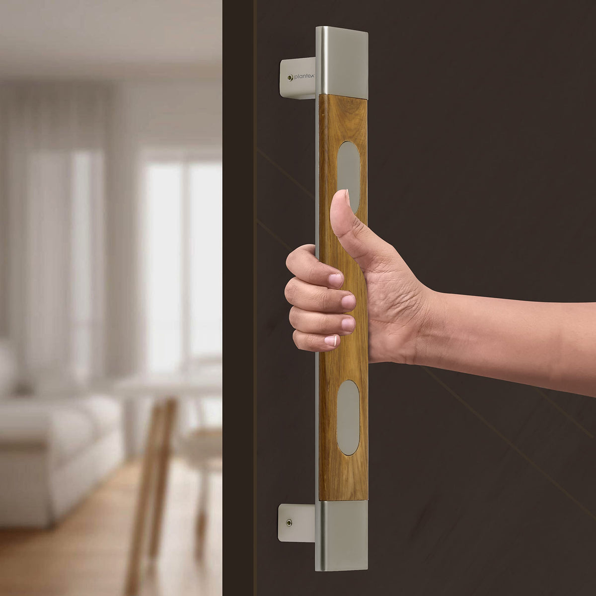 Plantex Heavy Duty Main Door Handle/14 inch Door Handle for Main Door/Pull Push Door Handle for Glass/Wooden Door with Satin and Wood Finish - Pack of 1-6