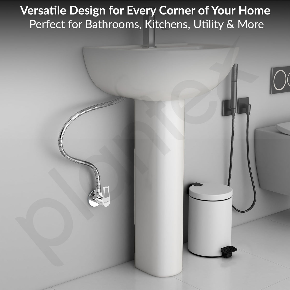 Plantex Pure Brass Angular Stop Cock/Stop Cock for Bathroom/Angular Valve for Wash Basin Connection with Brass Wall Flange & Teflon Tape - Pack of 1 (3205, Chrome)-5