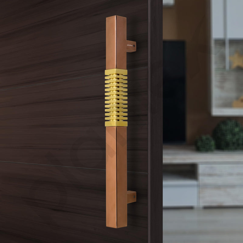 Plantex Door Handle/Stainless Steel Handle for Main Door/12 Inch Pull-Push Handle for Home/Office/Hotel - Pack of 1 (PVD Rose Gold and Gold) - 3 Years Warranty-2