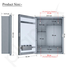 Plantex Bathroom Cabinet with Mirror/ABS Bathroom Storage Cabinet/Wall Mounted Bathroom Cabinet/Mirror with Storage for Bathroom(14x18 Inch, Grey)-3