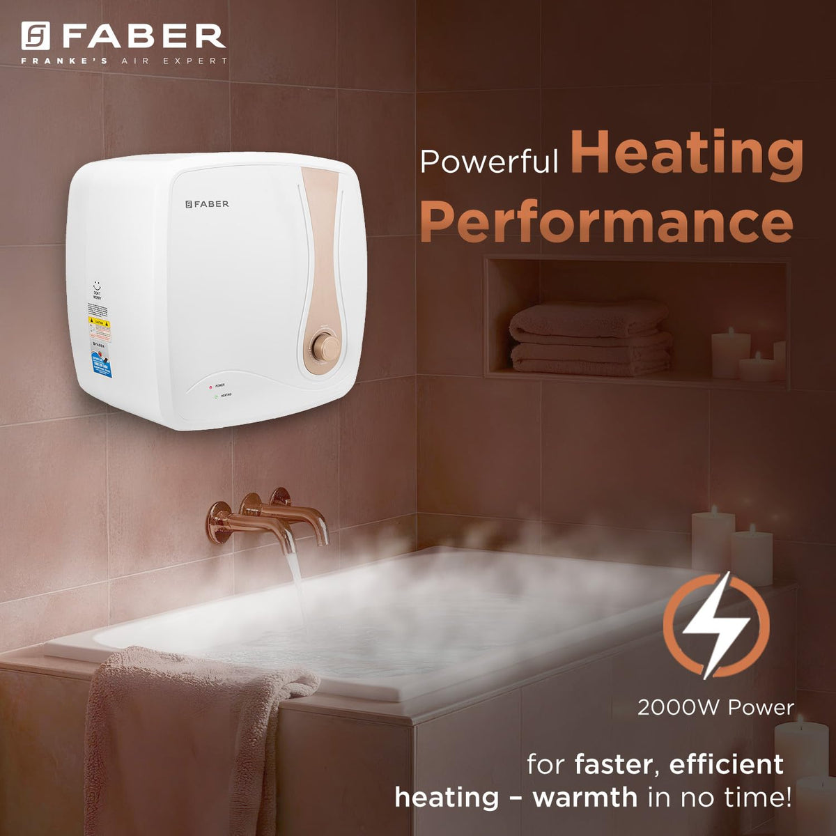 Faber Helios 25L Storage Water Heater | 5★ BEE | Auto Cutout | Warranty:5Y Tank,2Y Element & Product|8 Bar| Glassline Co