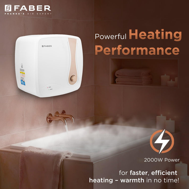 Faber Helios 25L Storage Water Heater | 5★ BEE | Auto Cutout | Warranty:5Y Tank,2Y Element & Product|8 Bar| Glassline Co