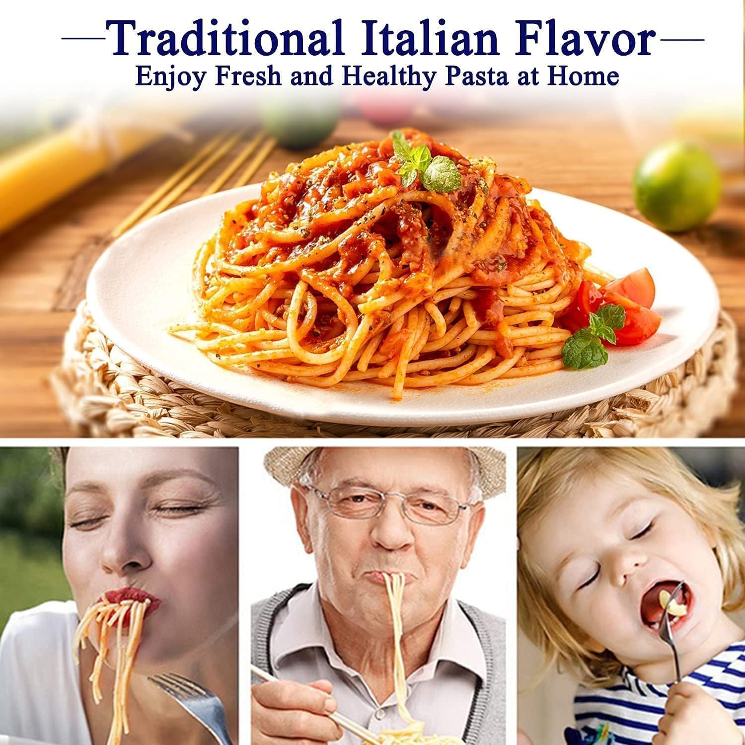 Pasta Maker, 150 Roller Pasta Machine, 7 Adjustable Thickness Settings Noodles Roller with 2-in-1 Noodles Maker with Rollers and Cutter, Perfect for Spaghetti,Fettuccini, Lasagna or Dumpling Skins (smooth silver)