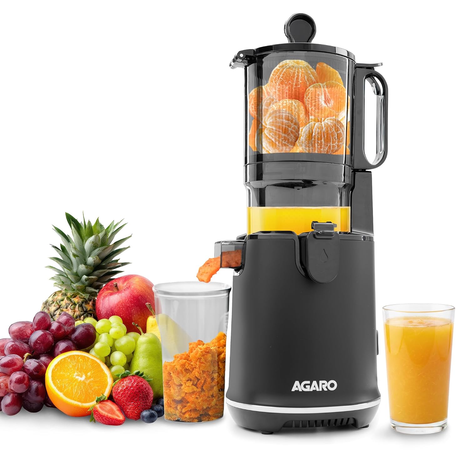 AGARO Regency Cold Press Juicer for Home, 250 Watt AC Motor Slow Juicer Machine, Fruit, Vegetable Juice & Nut Milks, Easy Assembly, Cleaning, Intelligent Safety Features & Auto Reverse, BPA-Free