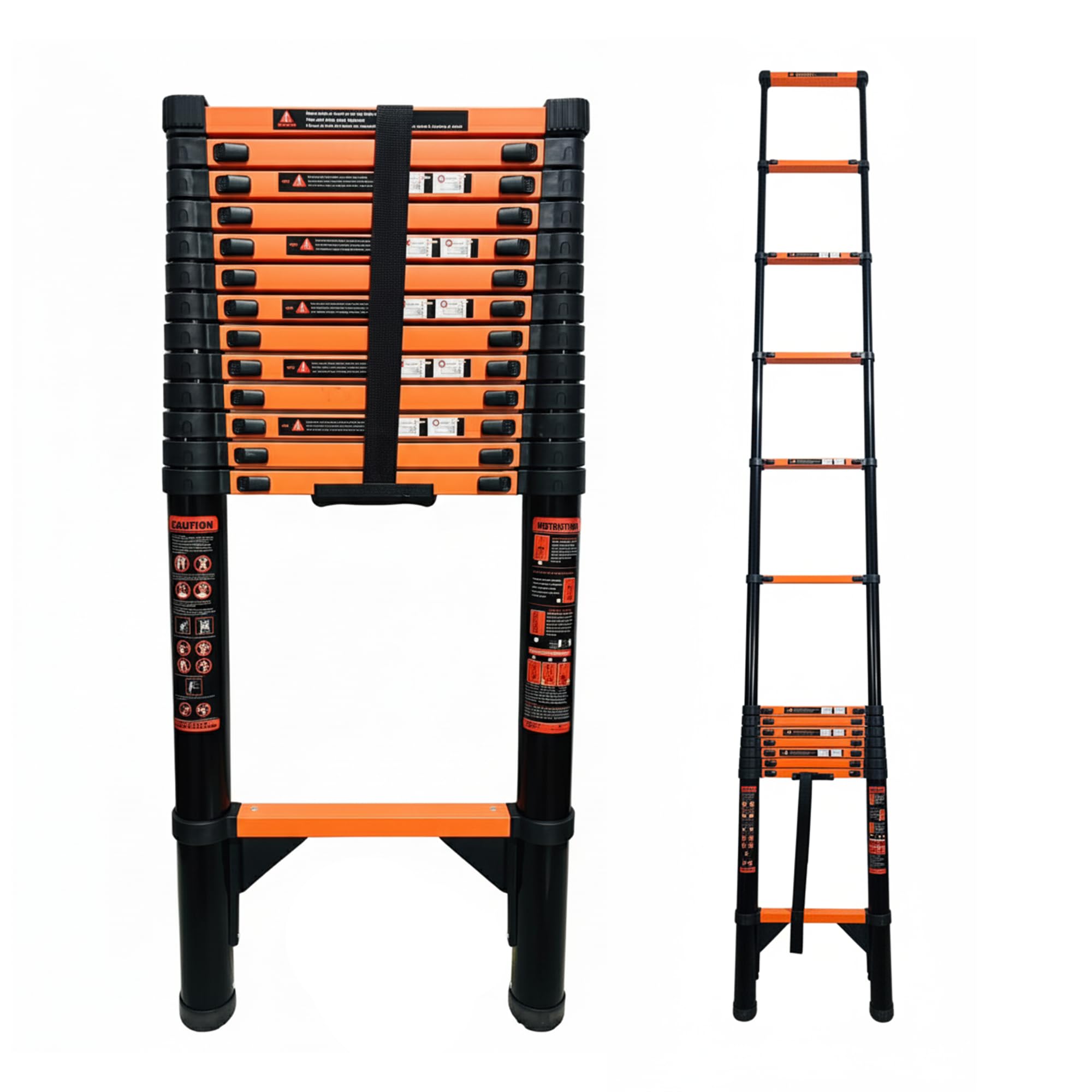 BonKaso VertiPro 2M(6.5Ft) Telescopic Ladder|Aluminum Ladder 7 Step|Multipurpose for Home & Outdoor use with Self Locking Mechanism|EN131 Certified Max Load Capacity of 150kg