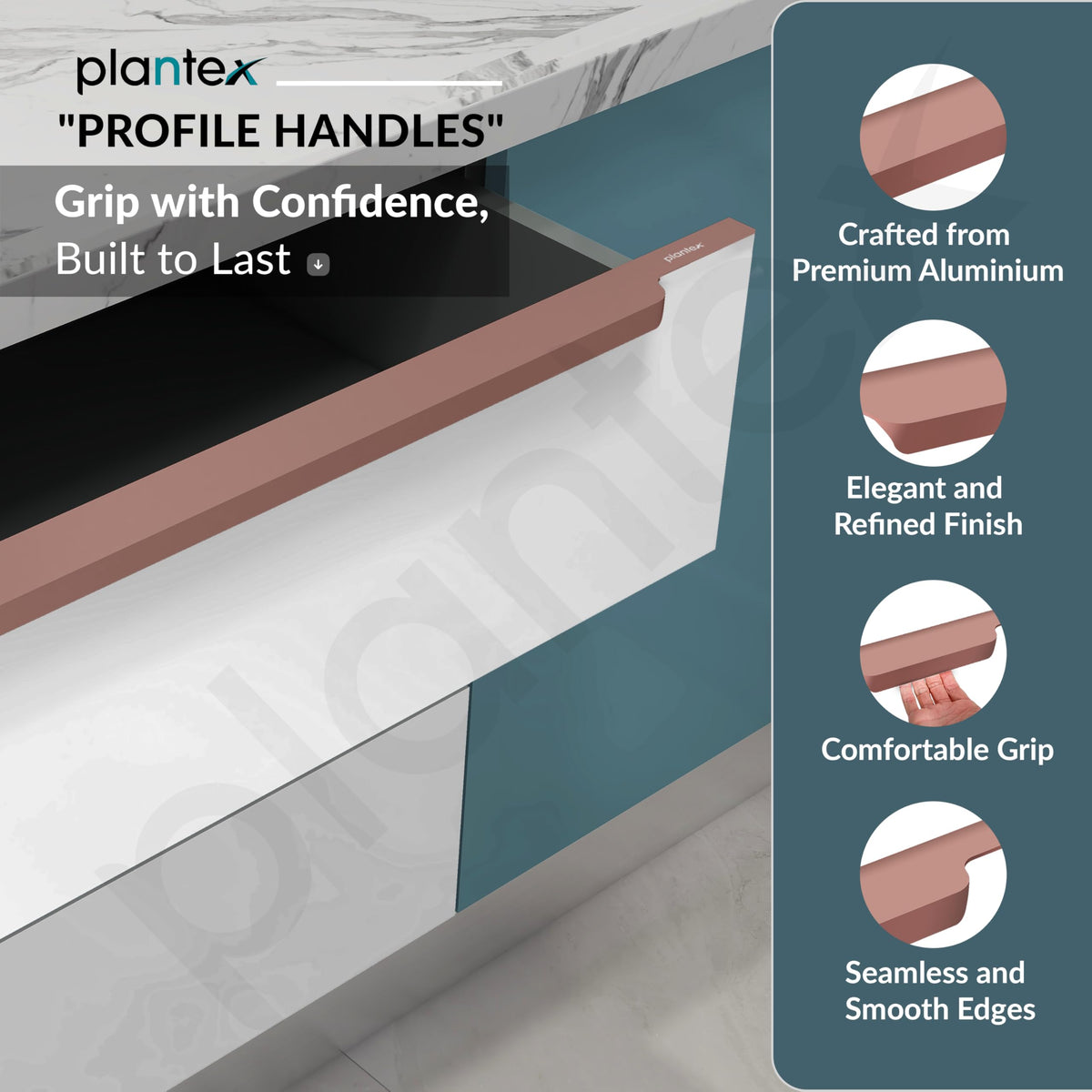 Plantex Profile Handle for Kitchen Cabinet/32 Inch Aluminium Drawer Profile Handle/Wardrobe Pull Handle for Home/Office/Hotel - Pack of 1 (Rose Gold) (Model APS-PF-1004)-4