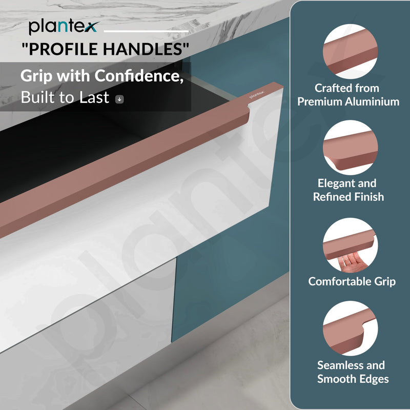 Plantex Profile Handle for Kitchen Cabinet/36 Inch Aluminium Drawer Profile Handle/Wardrobe Pull Handle for Home/Office/Hotel - Pack of 3 (Rose Gold) (Model APS-PF-1004)-4