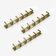 Plantex Aluminum Hook Rail with L-Shape Hooks for Walls of Bathroom/KitchenHook Rail Bar for Clothes/Towel/Keys - Pack of 3 (6 Hooks, Brass Antique)-1