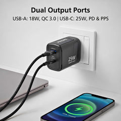 Philips DLP4321NB/94 Gen III Tech 25W Fast Charging Wall Charger (Slate Black)