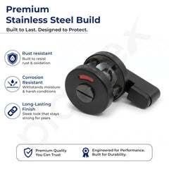 Plantex Bathroom Indicator Lock/Stainless Steel Indicator Deadbolt for Home/Toilet Partition Door Lock/Round Indicator Bolt Bathroom - Pack of 1 (Black)-3
