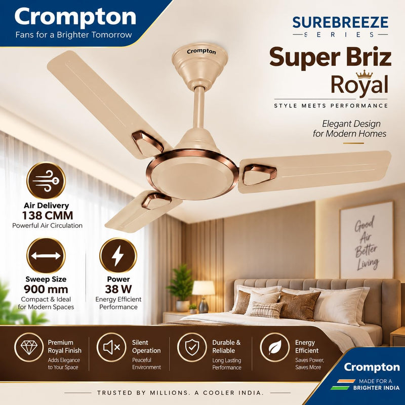 Crompton Highspeed Super Briz Royal 900 mm Designer Ceiling Fan-3
