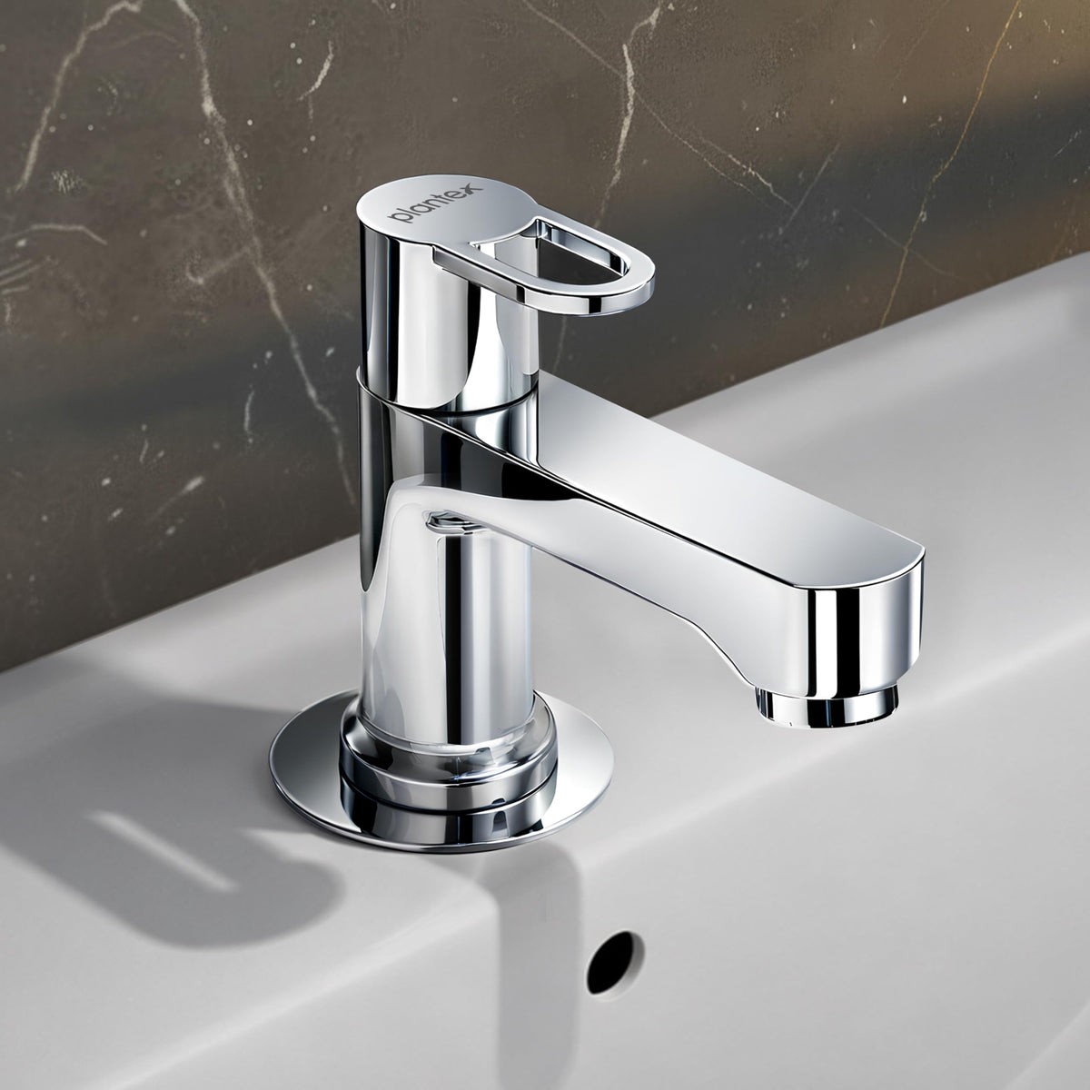 Plantex Pillar Cock Water Tap/Pure Brass Pillar Cock for Wash Basin with Teflon Tape/Single Lever Tabletop Basin Tap - (Flip, Chrome)
