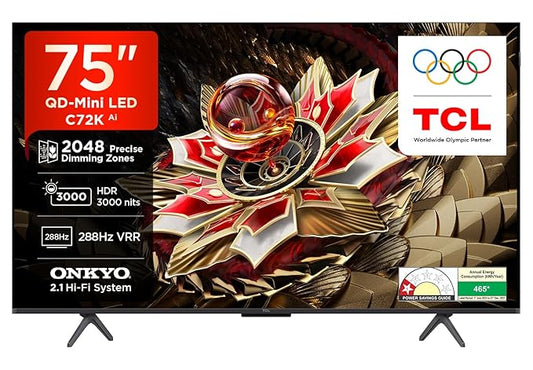 TCL 189 cm (75 inches) 4K UHD Smart QD-Mini LED Google TV 75C72K
