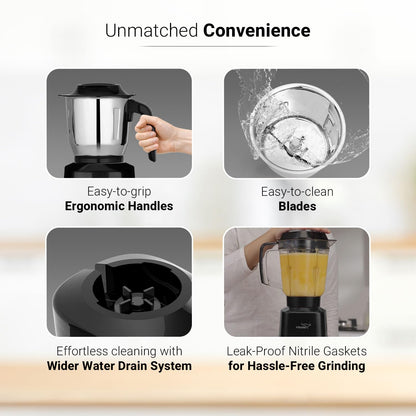 V-Guard Citius 750 Watt Juicer Mixer Grinder (New Launch) |3 Year Motor Coverage by V-Guard | 4 Jars | Juicer, Wet, Chutney & Dry| Sturdy Juicer Jar | Precision Blend SS Blades | Black