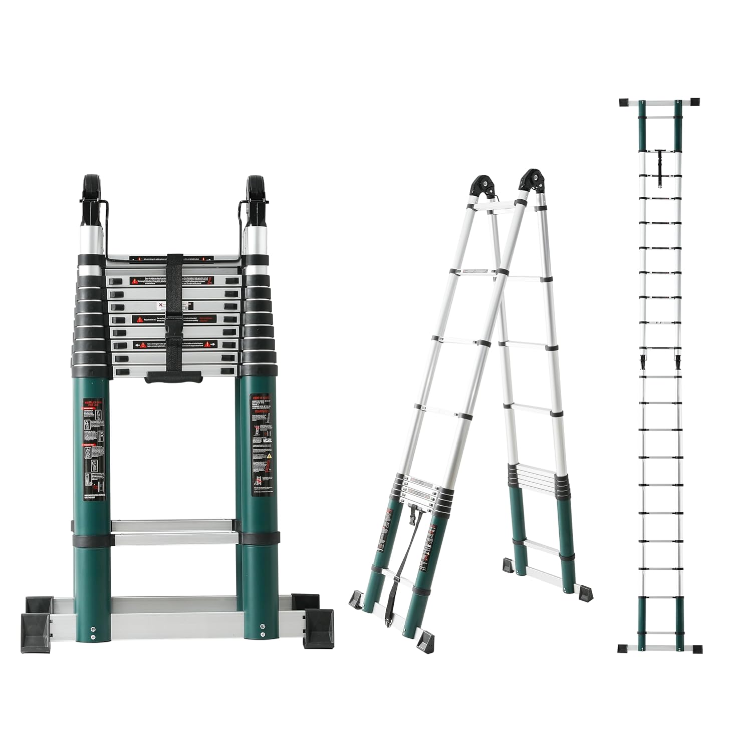 Plantex Portable & Foldable 26 ft.(4+4 m) A Type Telescopic Ladder/20-Steps Aluminium Multipurpose Ladder for Home/Industrial & Outdoor use/2 Years of Warranty by Plantex - (Green)