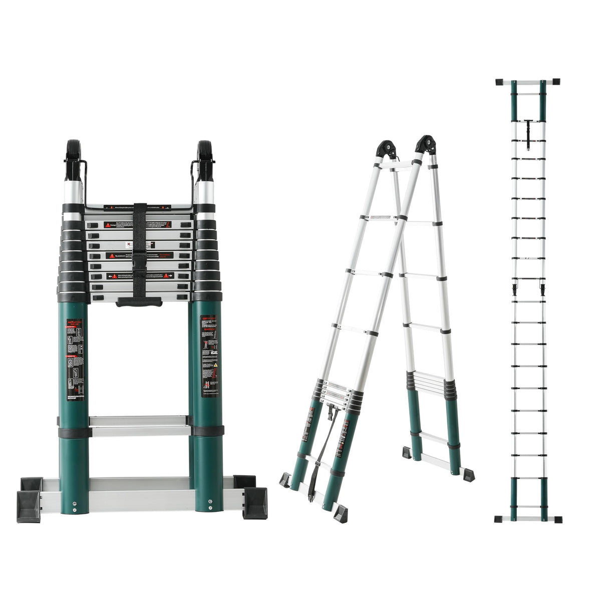 Plantex Portable & Foldable 26 ft.(4+4 m) A Type Telescopic Ladder/20-Steps Aluminium Multipurpose Ladder for Home/Industrial & Outdoor use/2 Years of Warranty by Plantex - (Green)