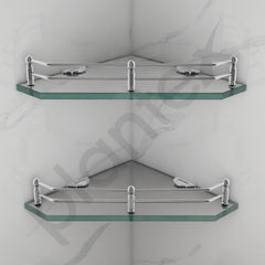 Plantex Corner Glass Shelf for Bathroom Wall/Glass Shelf for Kitchen/Bathroom/Living Room Corner Shelf (9x9 Inches - Pack of 2)-5