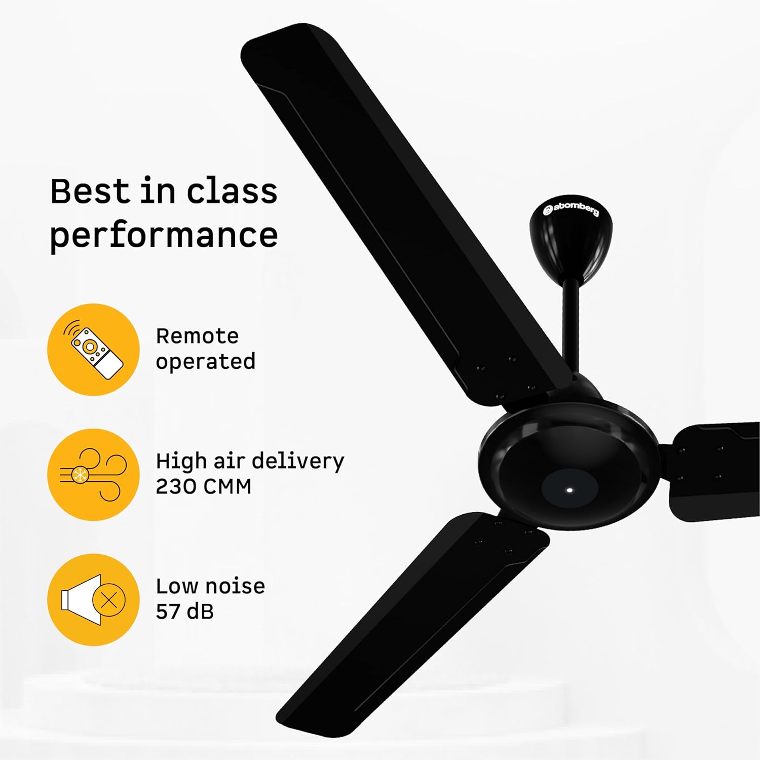 atomberg Ameza 1200mm Timeless BLDC Ceiling Fan with Remote|BEE 5 star|High Air Delivery|LED Speed Indicator|Low Noise|Timeless Design with Power Saving|2 Year Warranty|Gloss Black