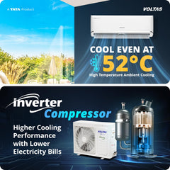 Voltas 1 ton 5 star,New star rated, Inverter Split AC (Copper, Convertible 5-in-1 Cooling Mode,2-Way Air Swing, Anti-dust Filter with Anti Microbial Coating,Auto Clean (125INV VECTRA ZEN SILVER,White)