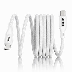 Philips DLC4160CW/94 65W Type-C to Type-C Fast Charging Cable (2m, Bright White)