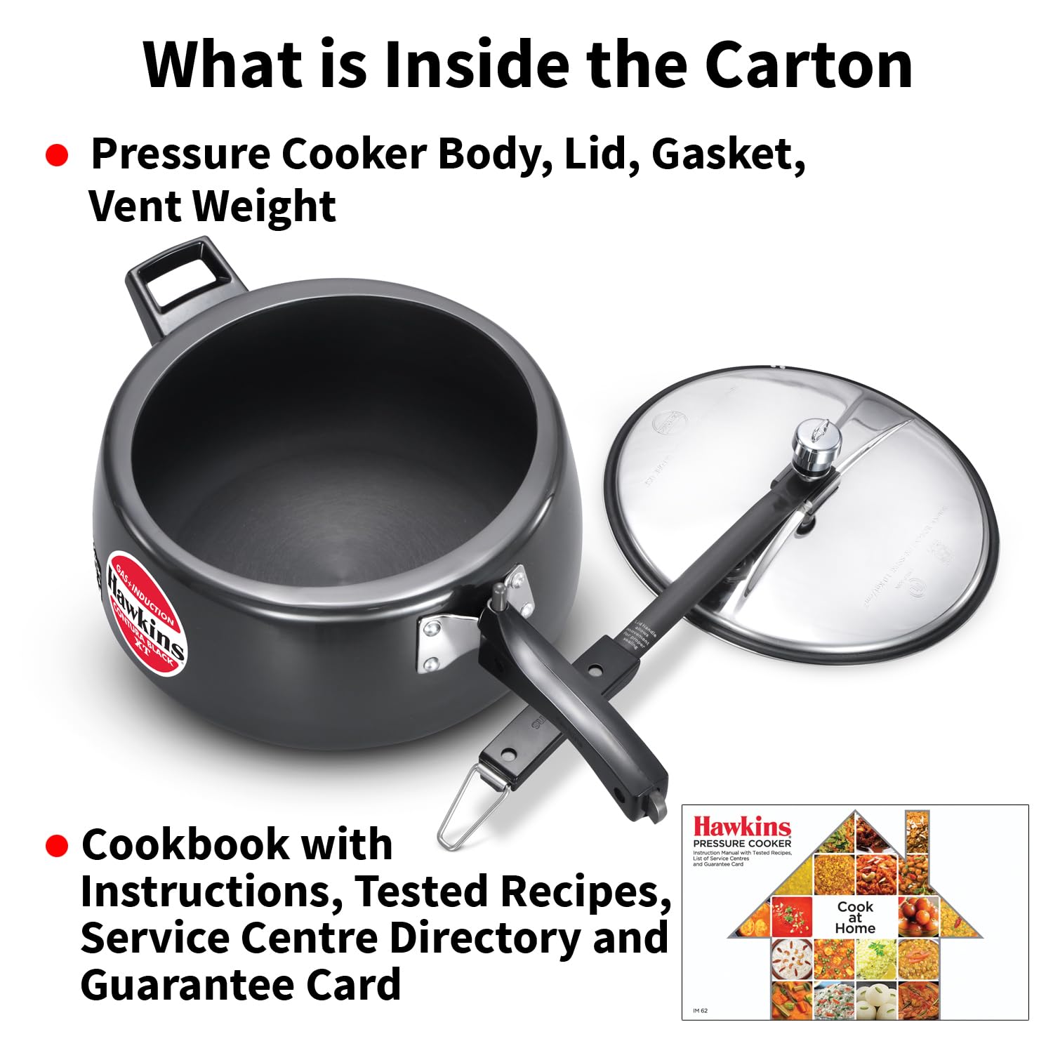 Hawkins 6.5 Litre Contura Black XT Pressure Cooker, Hard Anodised Inner Lid Cooker, Induction Cooker, Black (CXT65)