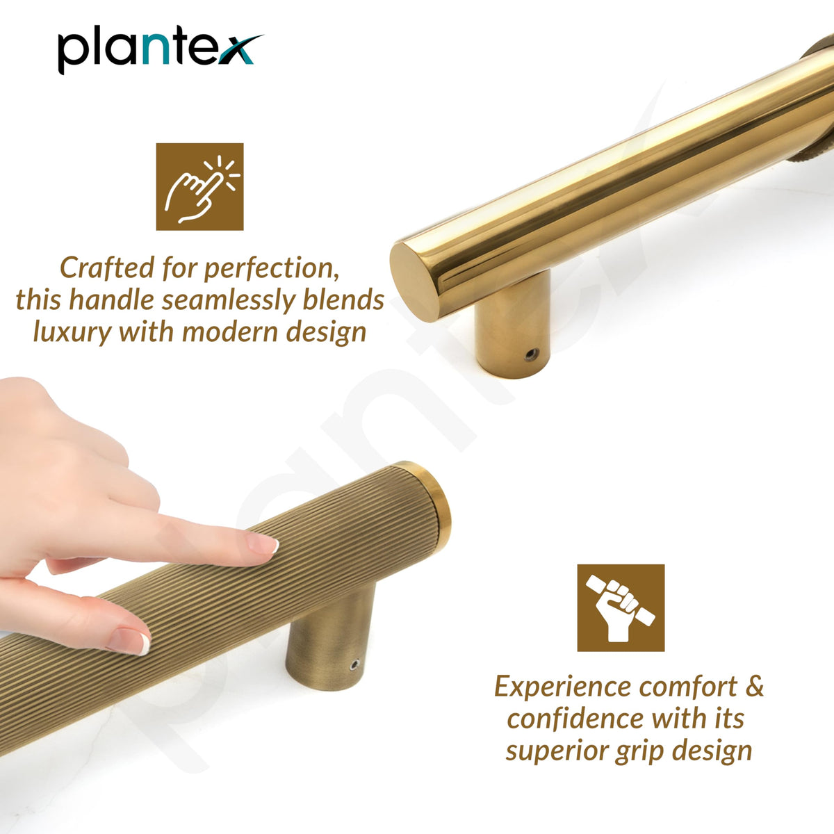 Plantex Main Door Handle/Stainless Steel & Aluminium Door Handle/12 Inch Pull-Push Handle for Home/Office/Hotel - Pack of 1 (DTMD-409, Brass Antique & Gold)-4