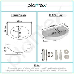 Plantex Ceramic Wallmount Basin for Bathroom/Wall Hung Wash Basin with 10 Years Glaze Warranty by Plantex/Small Basin/Sink for Bathroom (White - 18 X 12 X 8 Inch)-3