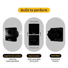 atomberg Studio Exhaust Fan 150mm (6 Inches) | BLDC Motor | 6.8W| Low Noise | 2000 RPM| Ideal for Bathroom,Kitchen | Easy to Clean | Installation-Round Cut (153mm) | 2 Years Warranty | (Gloss Black)