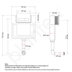 Plantex Concealed Tank for Commode/Cistern Flush Tank for Toilet with 8 LTR Capacity/Flushing Cistern Tank/Slim and Stylish Dual Flush Tank with All Internal Accessories - Pack of 1 (White)-3